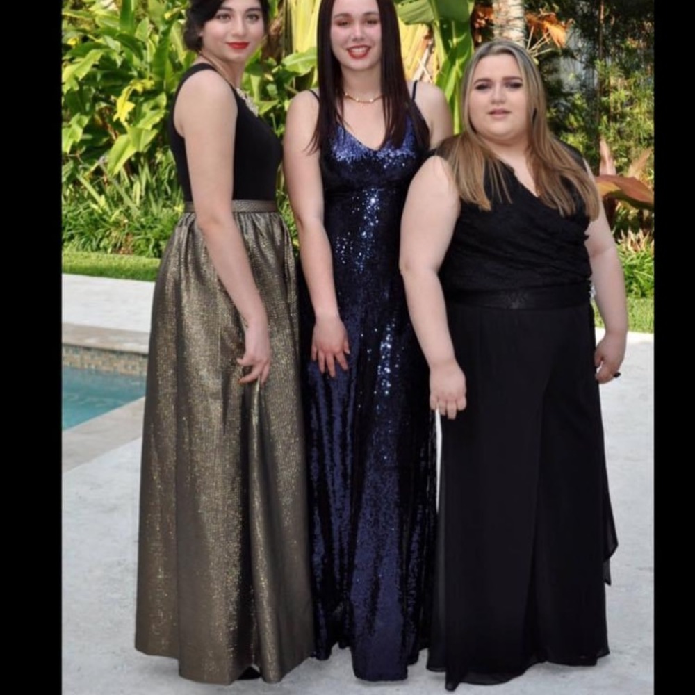 Calvin Klein black & gold evening dress